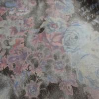 Velours ras fleurs pastel rose et bleu 1 