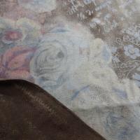 Velours ras fleurs pastel rose et bleu 6 