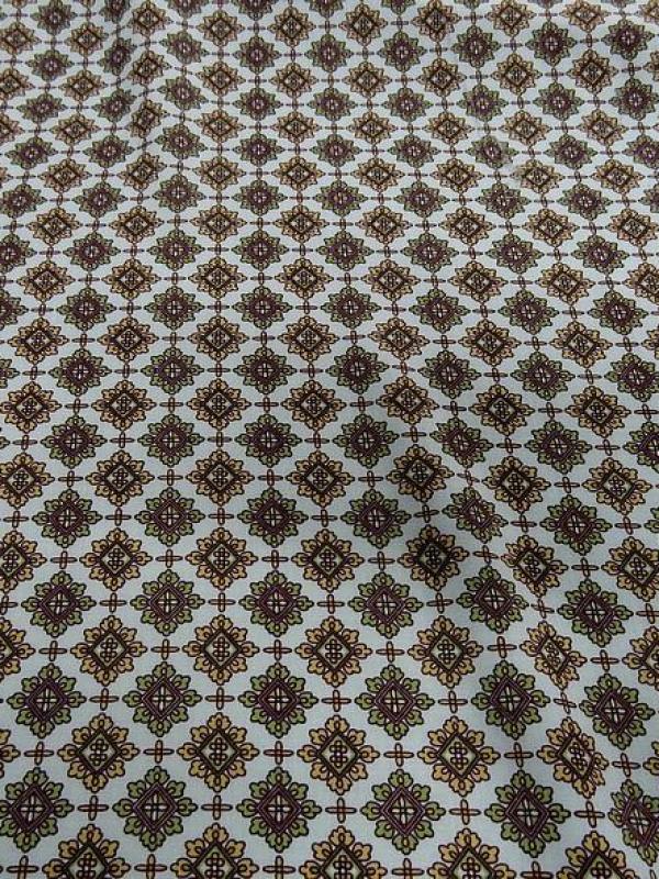 Viscose blanc casse motifs vintage moutarde et tilleul 1 