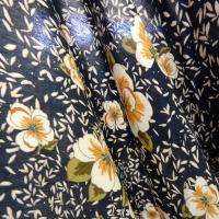 Viscose bleu nuit fleurs kaki et saumon 1