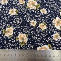 Viscose bleu nuit fleurs kaki et saumon 3 