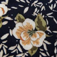 Viscose bleu nuit fleurs kaki et saumon 4