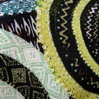 Viscose coton motif africain noir et anis 1 1