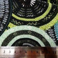Viscose coton motif africain noir et anis 2