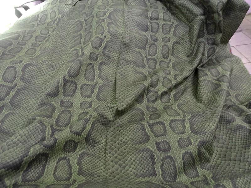 Viscose coton motif reptile vert bronze 1 