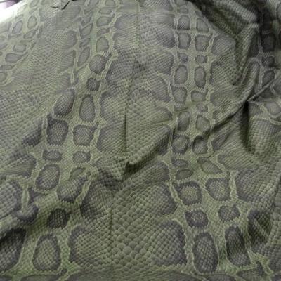 Viscose coton motif reptile vert bronze 1 