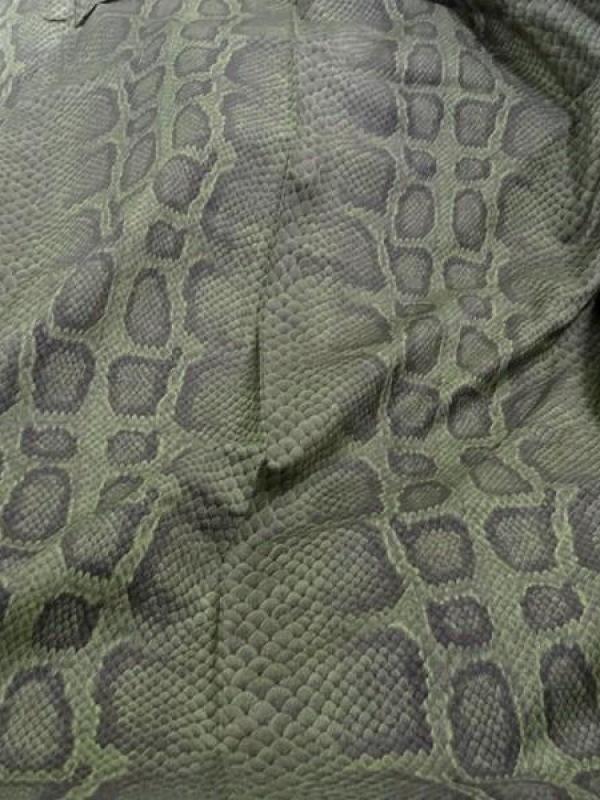 Viscose coton motif reptile vert bronze 1