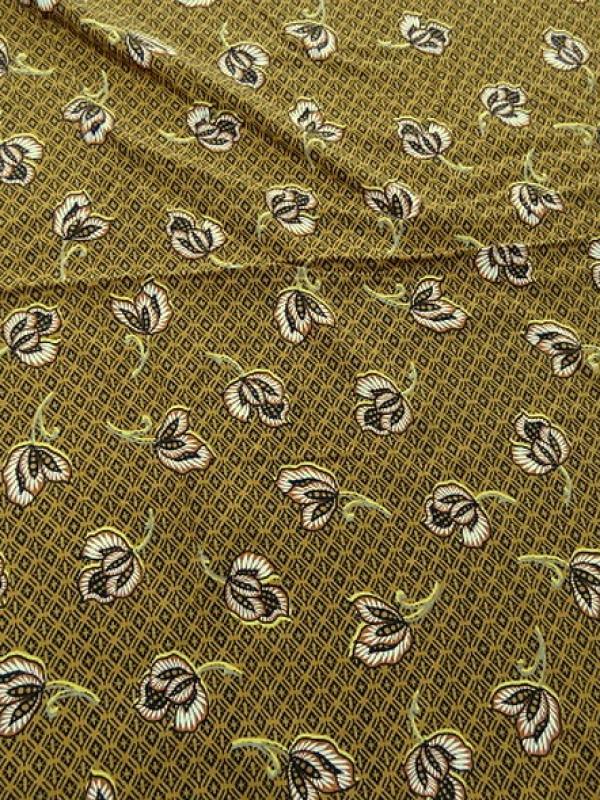 Viscose coton ocre motif africain 1 