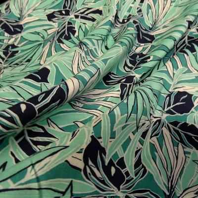 Viscose feuilles de palmier jade et bleu marine 5 