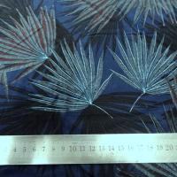 Viscose fond bleu cobalt motif papyrus 2 