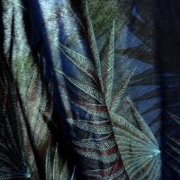 Viscose fond bleu cobalt motif papyrus 3 