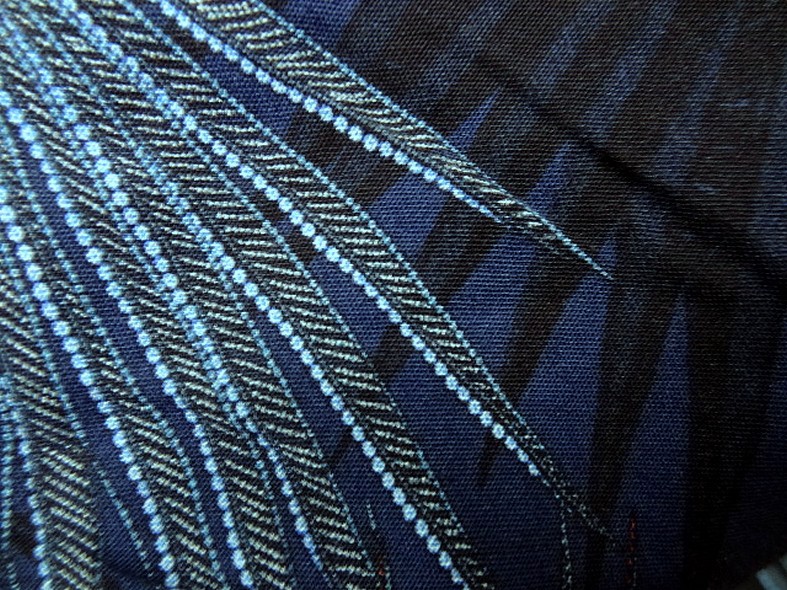 Viscose fond bleu cobalt motif papyrus 4