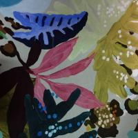 Viscose fond jade motif nature peinte 4 