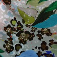 Viscose fond jade motif nature peinte 5 