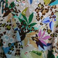 Viscose fond jade motif nature peinte 7 