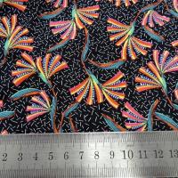 Viscose fond noir imprime fleuri multicolore 1