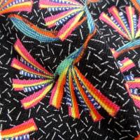 Viscose fond noir imprime fleuri multicolore 2