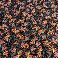 Viscose fond noir imprime fleuri multicolore 3