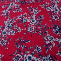 Viscose fond rubis fleurs bleu canard 1 