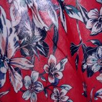 Viscose fond rubis fleurs bleu canard 3 