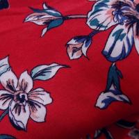 Viscose fond rubis fleurs bleu canard 4 