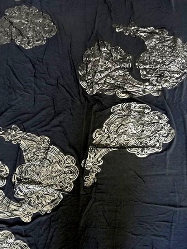 Viscose lycra soie noire motif cachemire 1