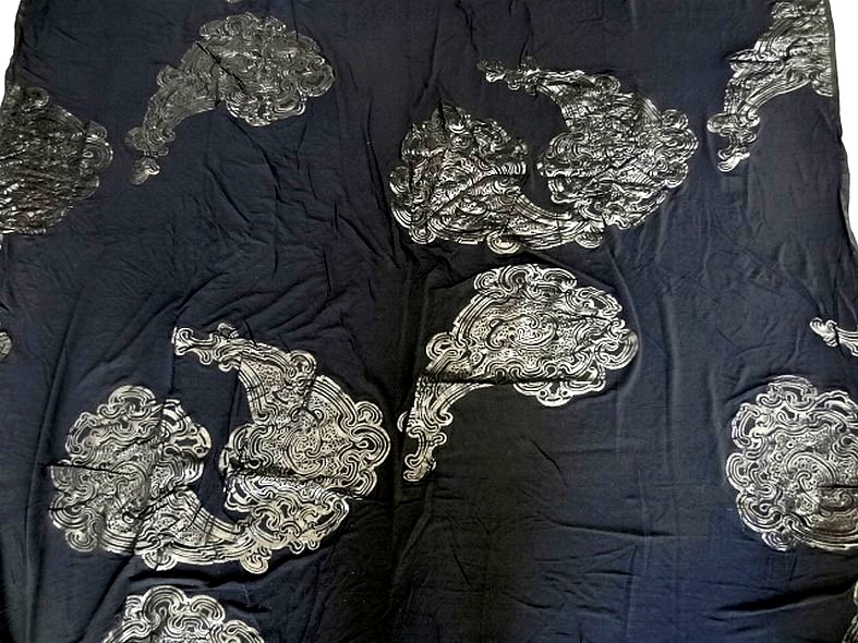 Viscose lycra soie noire motif cachemire 1