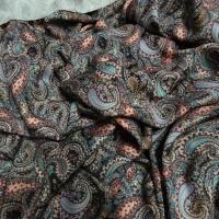 Viscose motif cachemire turquoise et mauve 1