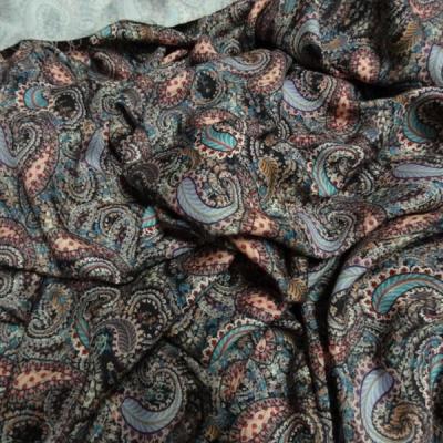 Viscose motif cachemire turquoise et mauve 1 