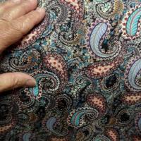 Viscose motif cachemire turquoise et mauve 3