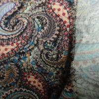 Viscose motif cachemire turquoise et mauve 4