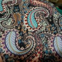 Viscose motif cachemire turquoise et mauve 5 