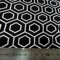 Viscose noir motif hexagone blanc 2