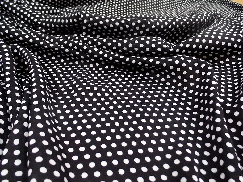 Viscose noire pois blancs pin up 1