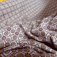 Viscose petit motif vintage violet ambre et vert tilleul 3