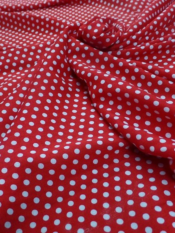 Viscose rouge pois blancs pin up 1 