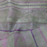 Viscose soie faconne bandes ton anis et rose 0