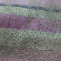 Viscose soie faconne bandes ton anis et rose 3