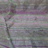 Viscose soie faconne bandes ton anis et rose