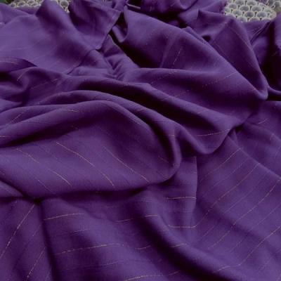 Viscose violette finement raye or 1 1