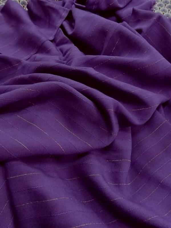 Viscose violette finement raye or 1 1