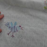 Voile coton blanc motifs escargots et papillons 3 