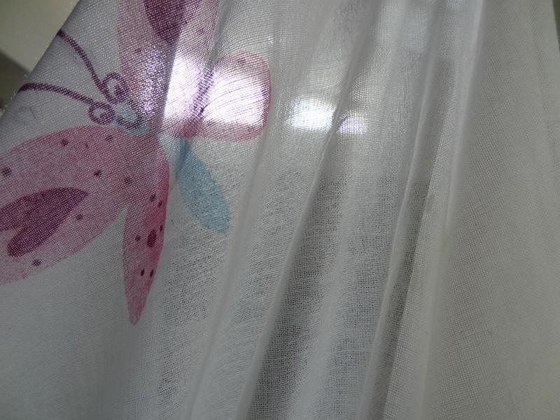 Voile coton blanc motifs escargots et papillons 4