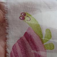 Voile coton blanc motifs escargots et papillons 5 