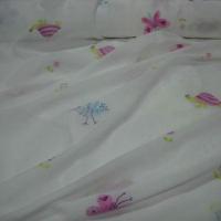 Voile coton blanc motifs escargots et papillons 6 