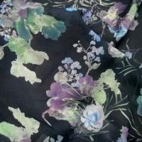 Voile coton gris noir fleurs doux pastel 3