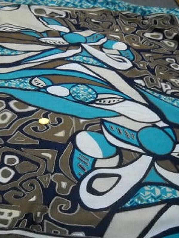 Voile coton motif peinture ethnique abstraite 1 