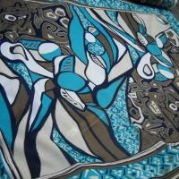 Voile coton motif peinture ethnique abstraite 2 