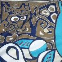 Voile coton motif peinture ethnique abstraite 4