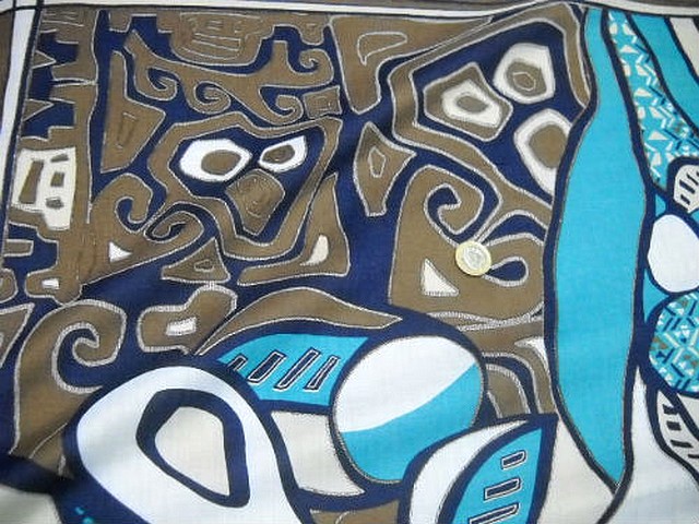 Voile coton motif peinture ethnique abstraite 4